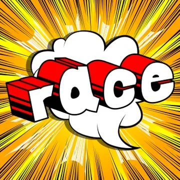 Race - Comic book style word on abstract background. Stock Illustration