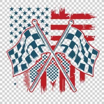 Race Flag Crossed Racing Flags With Striped checkered stars Stock Illustration