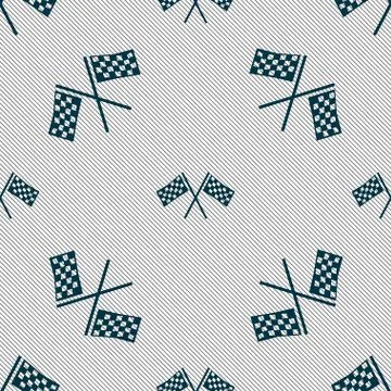 Race Flag Finish icon sign. Seamless pattern with geometric texture. Vector Stock Illustration