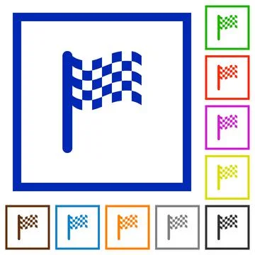 Race flag flat framed icons Stock Illustration