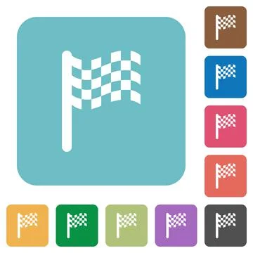 Race flag rounded square flat icons Stock Illustration