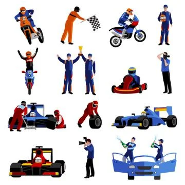 Race Icons Set 스톡 일러스트