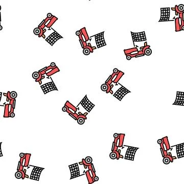 Race on lawn mower vector seamless pattern Stock Illustration