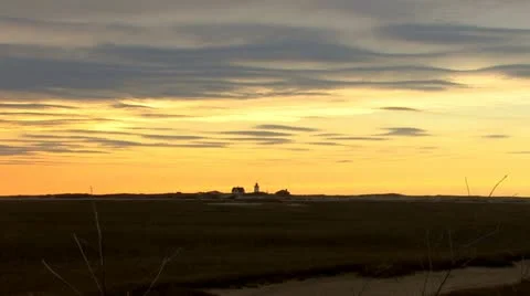 Race point lighthouse silhouette Stock Footage 10831634