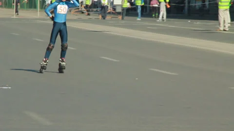 Race on roller skates Stock Footage 29654652