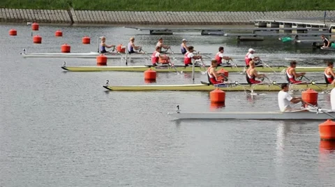 Race on rowing Stock Footage