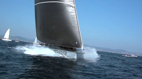 Race sailing boat Stock Footage 74248288