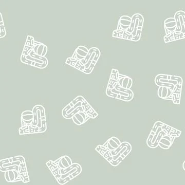 Race sport line vector seamless pattern black Stock Illustration