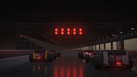 Race Start Lights Gantry Lights Out Night Grid Launch Animation Stock Footage 346728476
