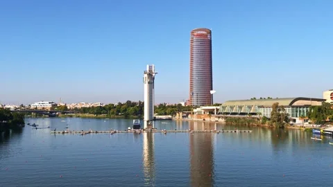 Race start preparations at World Rowing Cup I 2026 in Seville Stock Footage 336098851