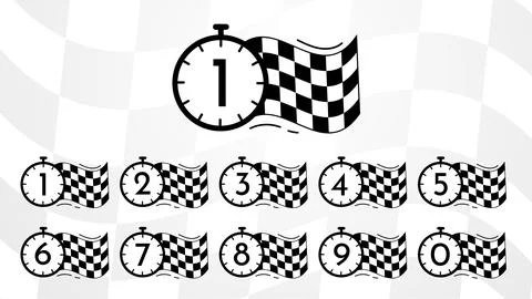 Race stopwatch set. Timer and clock countdown. Minutes, seconds and hours イラスト素材