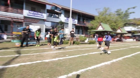The race of students. Competition in primary school. Stock Footage 71088877
