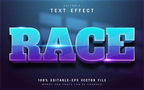 Race text, editable 3d text effect Stock Illustration