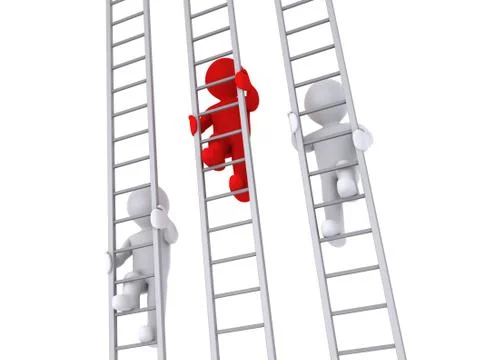 Race on three ladders Illustrazione stock