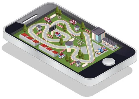A race track in the form of a mobile application. Stock Illustration