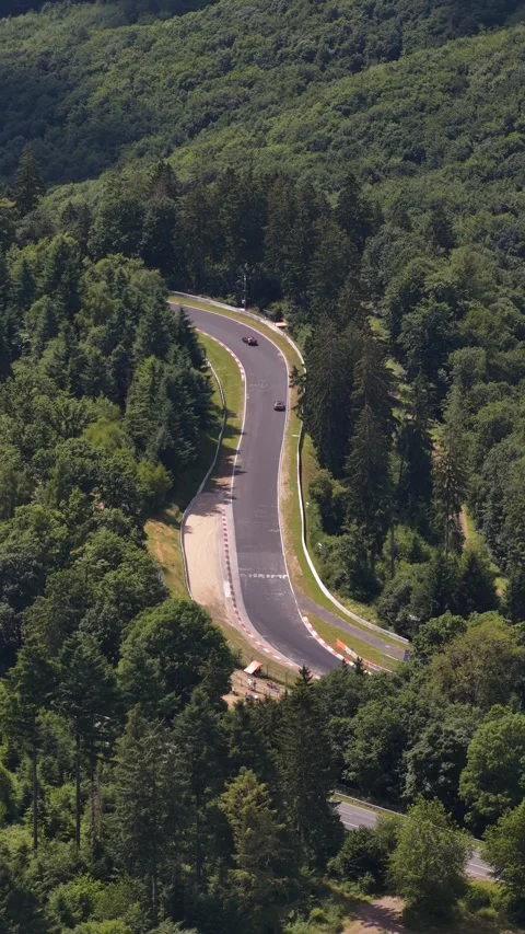 Race track in the german eifel, Nurburgring, the Green Hell, Nordschleife Stock Footage 312230891