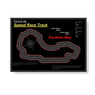 Race track map black background Stock Illustration