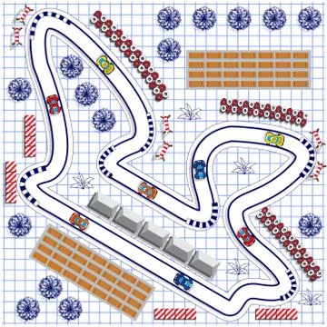 Race track on a sheet in a cage. Stock Illustration