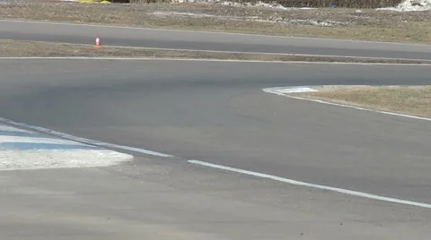 Race turn with  kartings Video stock 2647331