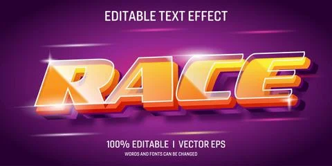 Race vector 3d text effect with modern style design Stock Illustration