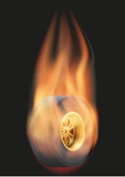 Race wheel with flame Stock Illustration