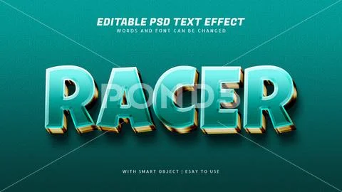 Racer 3d blue text effect editable PSD Template