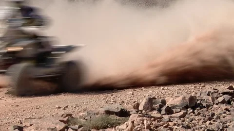 Racer buggy rides a sharp turn Stock Footage 76433404