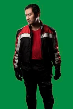 Racer on Greenscreen Stock Photos