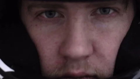 Racer in the helmet, before the start, close-up Stock Footage 73723568