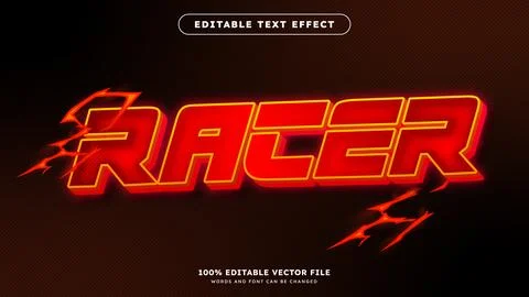 Racer text effect with editable electric voltage font style Illustrazione stock
