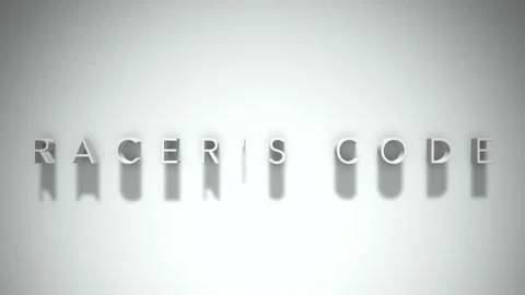 Racer's code 3D title animation white text on a white background Stock Footage 299646573