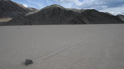 Racetrack Playa The Unpredictable Path of a Rock Stockbeeldmateriaal 348231176