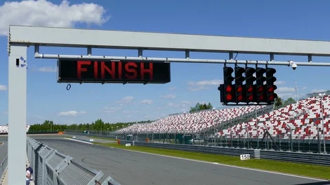 Raceway Traffic lights on pit line Stock Footage 108306399