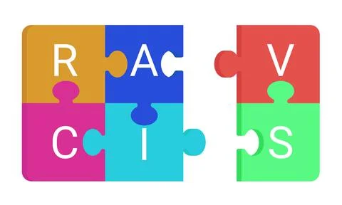 RACI. The image of the responsibility matrix in the form of assembled puzzles. Stock Illustration