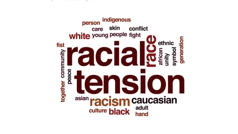 Racial tension animated word cloud, text design animation. Stock Footage