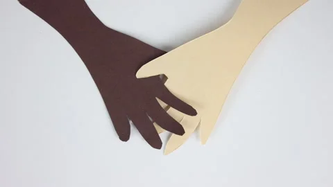 Racial unity tolerance concept. African american love couple hold hands together Stock Footage 294931463