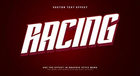 Racing 3d editable text effect template Stock Illustration