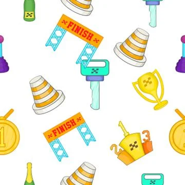 Racing and competition pattern, cartoon style Illustrazione stock