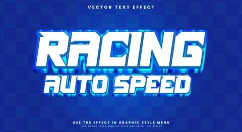 Racing Auto Speed editable text effect Template Stock Illustration
