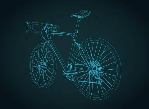 Racing bicycle technical drawing Illustration