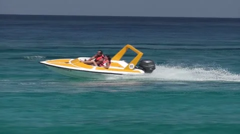 Racing Boat With People Stock Footage 2372436