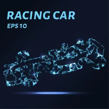 Racing car consists of points, lines and triangles. The polygon shape in th.. Stock Illustration