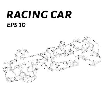 Racing car consists of points, lines and triangles. The polygon shape in th.. Stock Illustration
