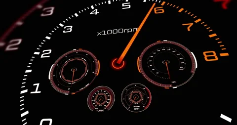 Racing Car Dashboard Pushing The Limits. Powerful V8 Engine. Stock Footage 135682344