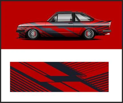 Racing Car decal wrap design. Graphic abstract livery designs Stock Illustration
