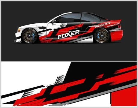 Racing Car decal wrap design  Vector strip for racing car wrap Stock Illustration