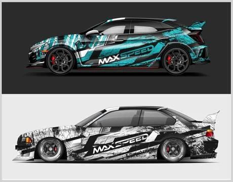 Racing Car decal wrap design  Vector strip for racing car wrap Stock Illustration