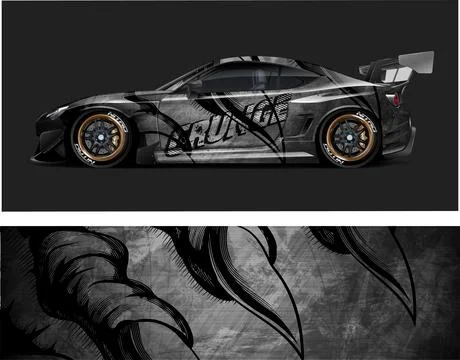 Racing car decal wrap vector designs, sports car wrap design Stock Illustration