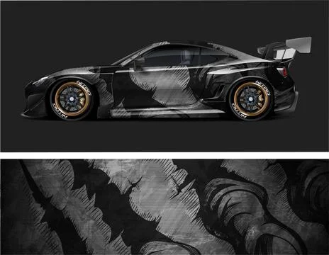 Racing car decal wrap vector designs, sports car wrap design Stock Illustration
