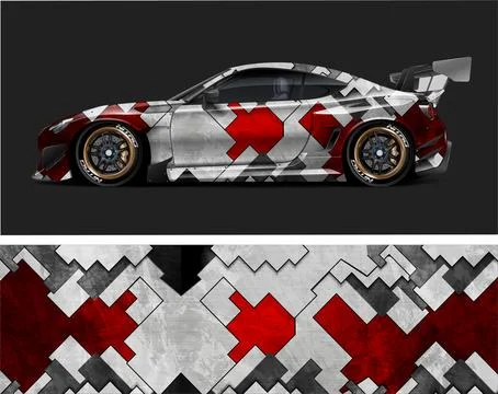 Racing car decal wrap vector designs, sports car wrap design Stock Illustration